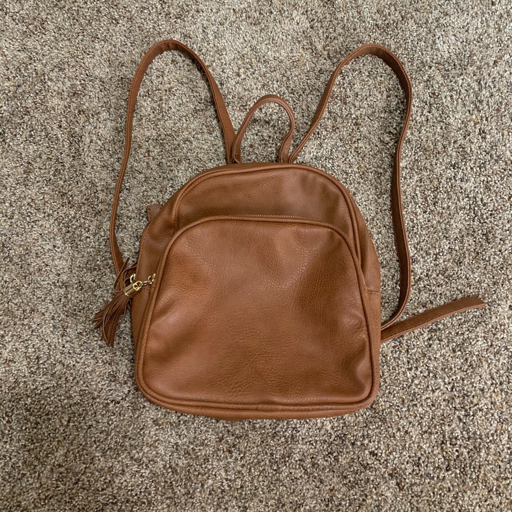 Small Brown Leather Backpack